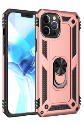 Newface iPhone 12 Pro Max Kılıf Sofya Yüzüklü Silikon Kapak - Rose resmi