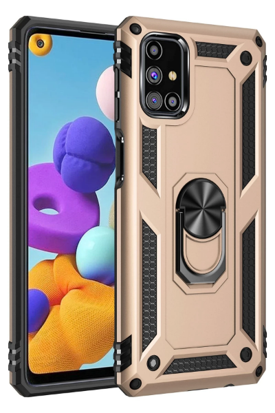 Newface Samsung Galaxy M31S Kılıf Sofya Yüzüklü Silikon Kapak - Gold resmi