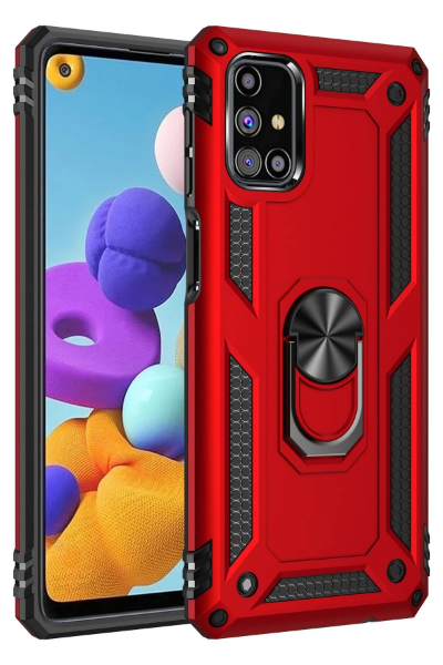 Newface Samsung Galaxy M31S Kılıf Sofya Yüzüklü Silikon Kapak - Kırmızı resmi