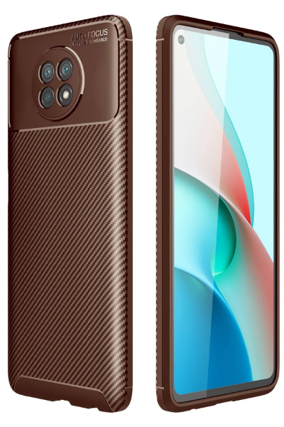 Newface Xiaomi Redmi Note 9 5G Kılıf Auto Focus Karbon Kapak - Kahverengi resmi