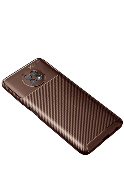 Newface Xiaomi Redmi Note 9 5G Kılıf Auto Focus Karbon Kapak - Kahverengi resmi