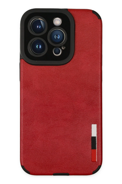 Newface iPhone 14 Pro Kılıf Loop Deri Silikon - Kırmızı resmi