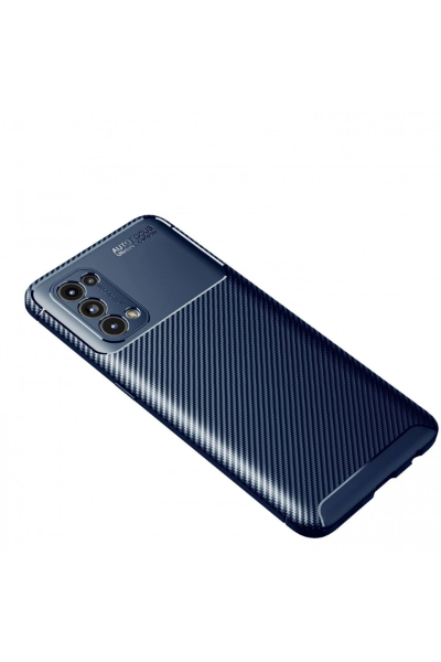 Newface Oppo Reno 5 Kılıf Auto Focus Karbon Kapak - Lacivert resmi