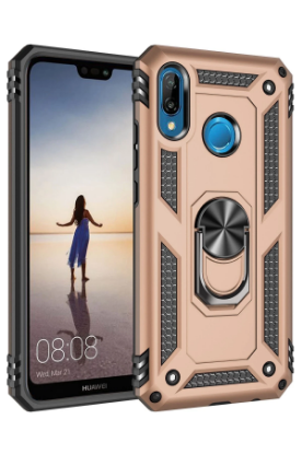 Newface Huawei P20 Lite Kılıf Sofya Yüzüklü Silikon Kapak - Gold resmi