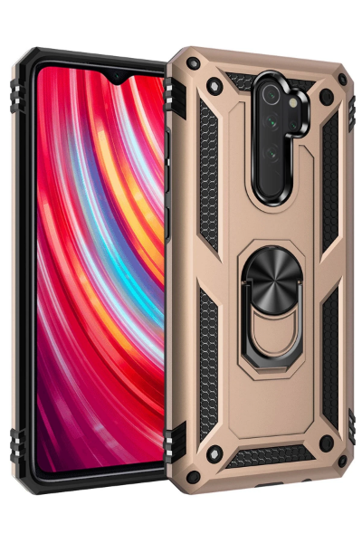 Newface Xiaomi Redmi Note 8 Pro Kılıf Sofya Yüzüklü Silikon Kapak - Gold resmi