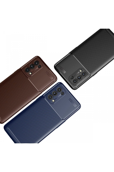 Newface Oppo Reno 5 Pro Kılıf Auto Focus Karbon Kapak - Kahverengi resmi