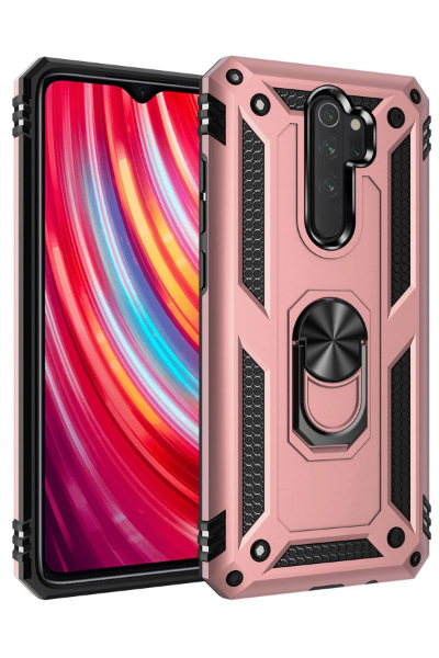 Newface Xiaomi Redmi Note 8 Pro Kılıf Sofya Yüzüklü Silikon Kapak - Rose resmi