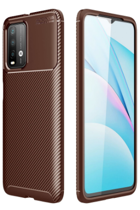 Newface Xiaomi Redmi 9T Kılıf Auto Focus Karbon Kapak - Kahverengi resmi