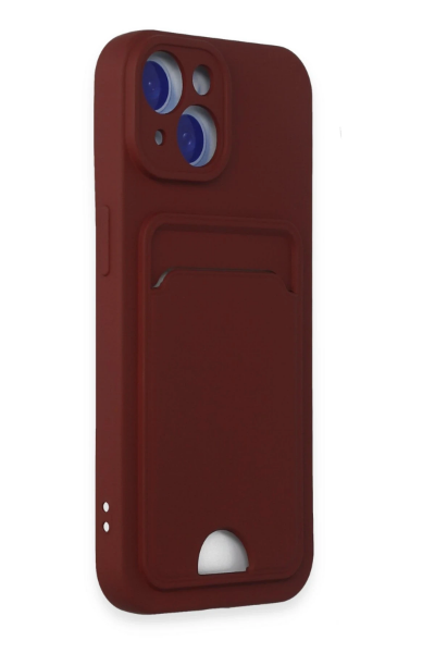 Newface iPhone 15 Kılıf Kelvin Kartvizitli Silikon - Bordo resmi