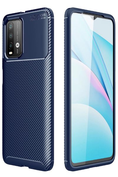 Newface Xiaomi Redmi 9T Kılıf Auto Focus Karbon Kapak - Lacivert resmi