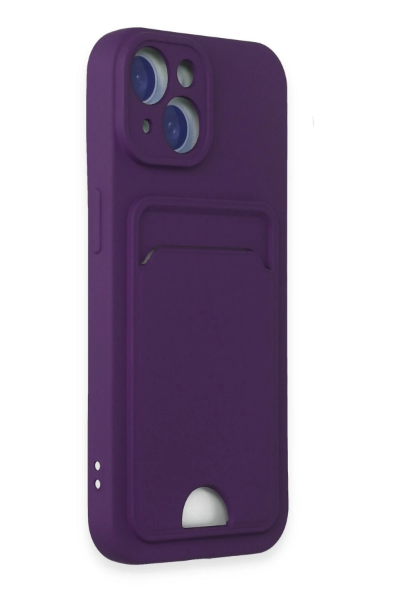 Newface iPhone 15 Kılıf Kelvin Kartvizitli Silikon - Derin Mor resmi