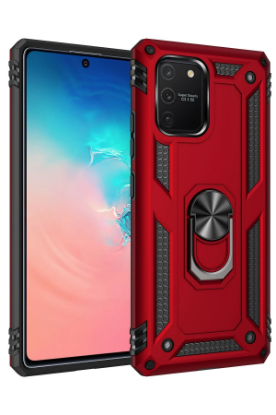 Newface Samsung Galaxy A91 / S10 Lite Kılıf Sofya Yüzüklü Silikon Kapak - Kırmızı resmi
