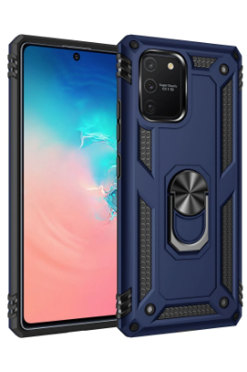 Newface Samsung Galaxy A91 / S10 Lite Kılıf Sofya Yüzüklü Silikon Kapak - Lacivert resmi