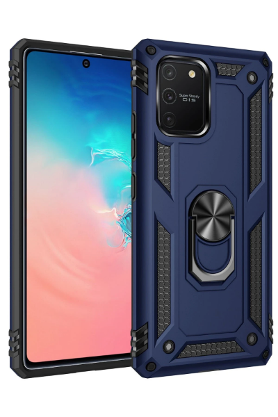 Newface Samsung Galaxy A91 / S10 Lite Kılıf Sofya Yüzüklü Silikon Kapak - Lacivert resmi
