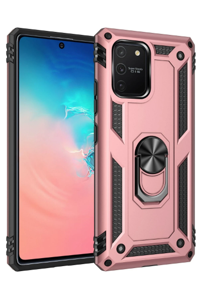 Newface Samsung Galaxy A91 / S10 Lite Kılıf Sofya Yüzüklü Silikon Kapak - Rose resmi