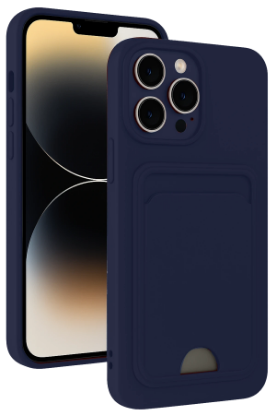 Newface iPhone 15 Pro Kılıf Kelvin Kartvizitli Silikon - Lacivert resmi