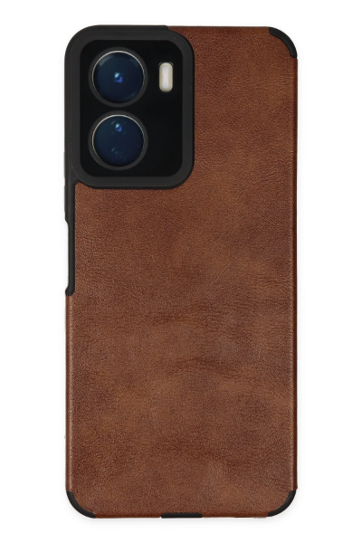 Newface Vivo Y16 Kılıf Loop Deri Silikon - Kahverengi resmi