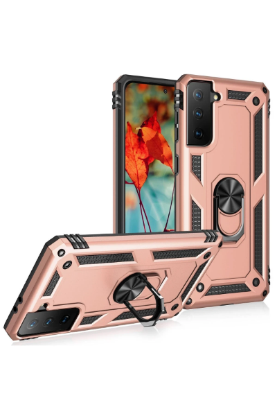 Newface Samsung Galaxy S21 Kılıf Sofya Yüzüklü Silikon Kapak - Rose resmi