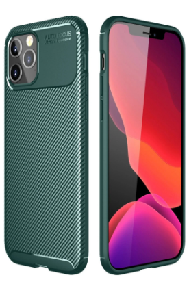 Newface iPhone 12 Pro Max Kılıf Auto Focus Karbon Kapak - Yeşil resmi