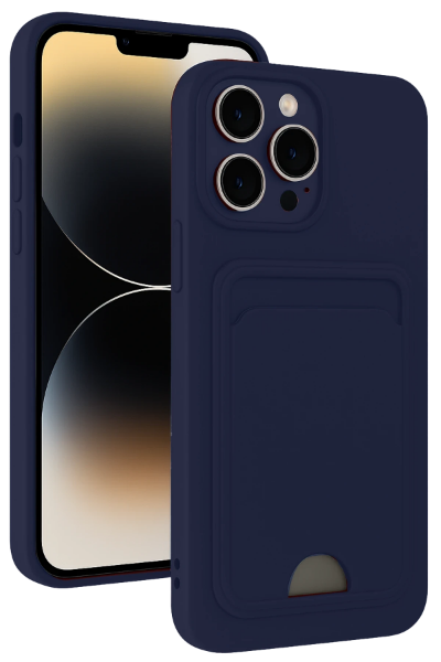 Newface iPhone 15 Pro Max Kılıf Kelvin Kartvizitli Silikon - Lacivert resmi