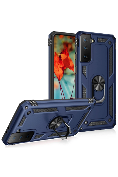 Newface Samsung Galaxy S21 Plus Kılıf Sofya Yüzüklü Silikon Kapak - Lacivert resmi