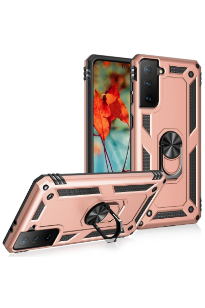 Newface Samsung Galaxy S21 Plus Kılıf Sofya Yüzüklü Silikon Kapak - Rose resmi
