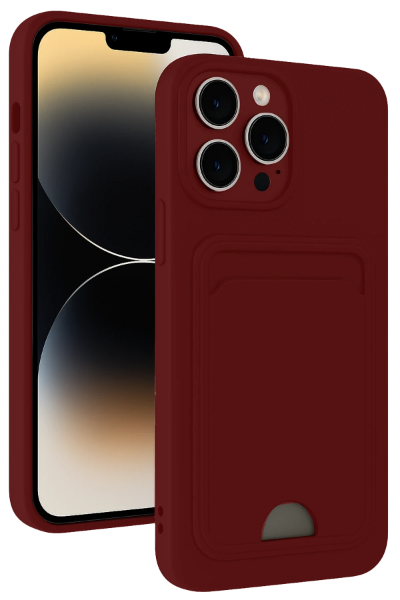 Newface iPhone 15 Pro Max Kılıf Kelvin Kartvizitli Silikon - Bordo resmi