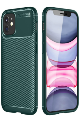 Newface iPhone 12 Mini Kılıf Auto Focus Karbon Kapak - Yeşil resmi