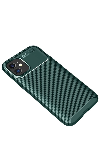 Newface iPhone 12 Mini Kılıf Auto Focus Karbon Kapak - Yeşil resmi