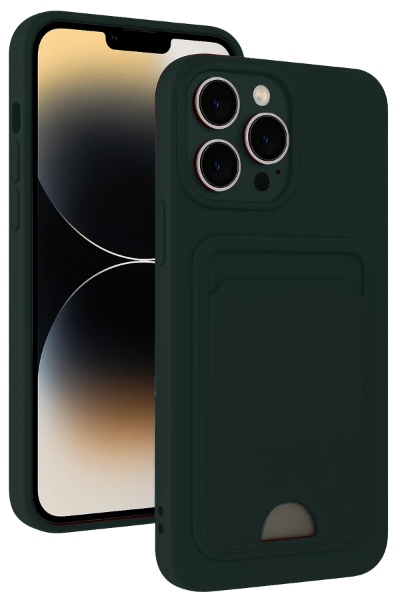 Newface iPhone 15 Pro Max Kılıf Kelvin Kartvizitli Silikon - Koyu Yeşil resmi