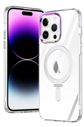 Newface iPhone 15 Pro Kılıf Mudo Magneticsafe Standlı Kapak - Şeffaf resmi