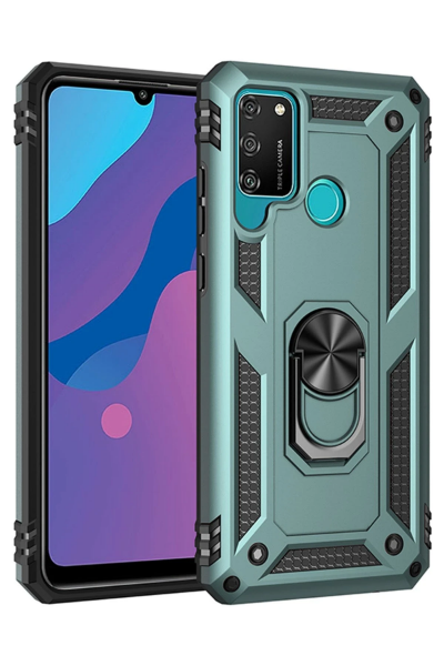 Newface Huawei Y6P Kılıf Sofya Yüzüklü Silikon Kapak - Yeşil resmi