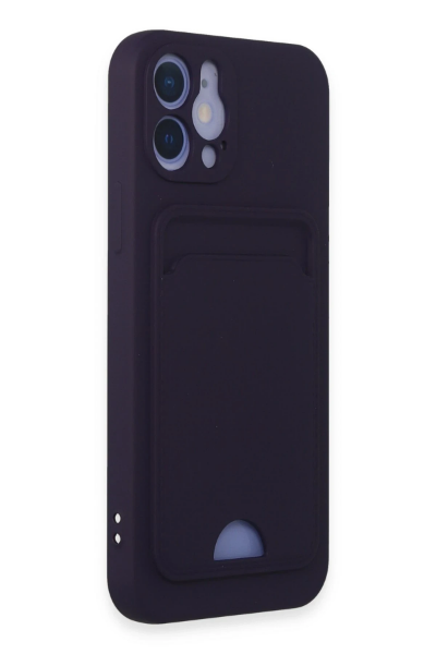 Newface iPhone 12 Kılıf Kelvin Kartvizitli Silikon - Derin Mor resmi