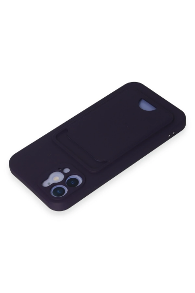 Newface iPhone 12 Kılıf Kelvin Kartvizitli Silikon - Derin Mor resmi