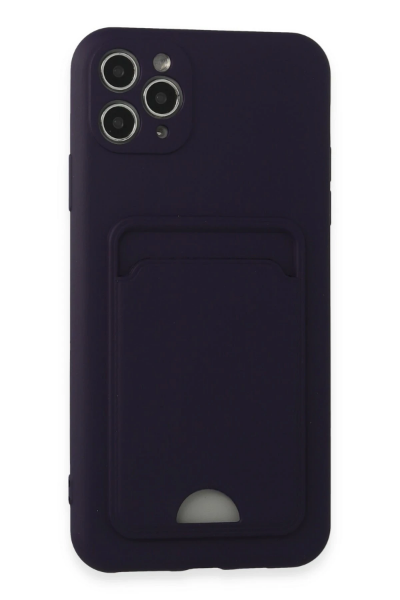 Newface iPhone 11 Pro Max Kılıf Kelvin Kartvizitli Silikon - Derin Mor resmi