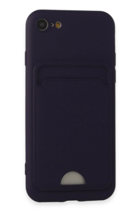 Newface iPhone 7 Kılıf Kelvin Kartvizitli Silikon - Derin Mor resmi