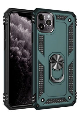 Newface iPhone 11 Pro Kılıf Sofya Yüzüklü Silikon Kapak - Yeşil resmi