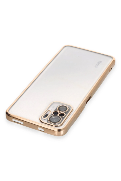 Newface Xiaomi Redmi Note 10 Kılıf Razer Lensli Silikon - Gold resmi