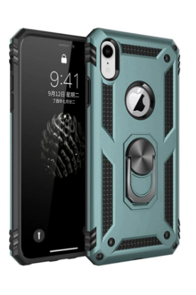 Newface iPhone XR Kılıf Sofya Yüzüklü Silikon Kapak - Yeşil resmi