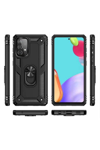 Newface Samsung Galaxy A52 Kılıf Sofya Yüzüklü Silikon Kapak - Siyah resmi