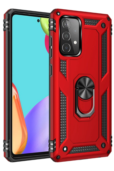Newface Samsung Galaxy A52 Kılıf Sofya Yüzüklü Silikon Kapak - Kırmızı resmi