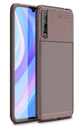 Newface Huawei P Smart S Kılıf Auto Focus Karbon Kapak - Kahverengi resmi