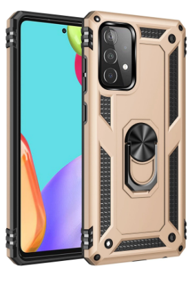 Newface Samsung Galaxy A52 Kılıf Sofya Yüzüklü Silikon Kapak - Gold resmi