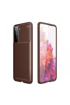 Newface Samsung Galaxy S21 Plus Kılıf Auto Focus Karbon Kapak - Kahverengi resmi