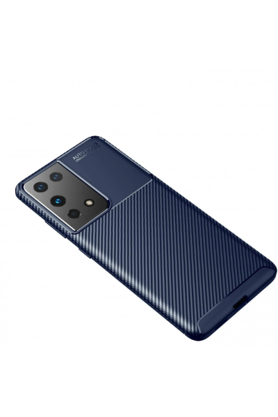 Newface Samsung Galaxy S21 Ultra Kılıf Auto Focus Karbon Kapak - Lacivert resmi