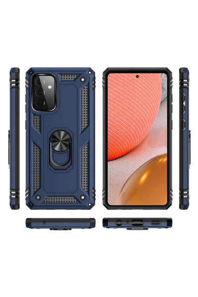 Newface Samsung Galaxy A72 Kılıf Sofya Yüzüklü Silikon Kapak - Lacivert resmi