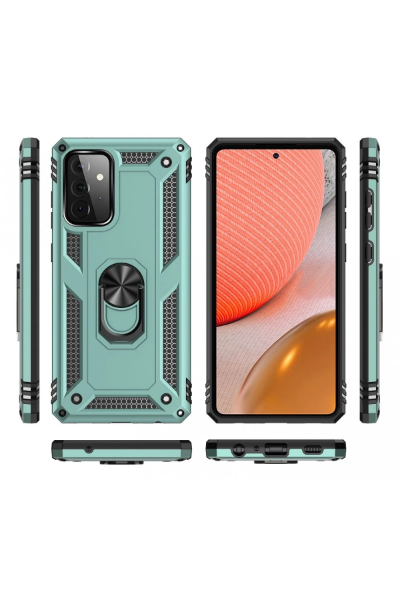 Newface Samsung Galaxy A72 Kılıf Sofya Yüzüklü Silikon Kapak - Yeşil resmi