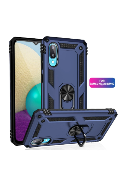 Newface Samsung Galaxy A02 Kılıf Sofya Yüzüklü Silikon Kapak - Lacivert resmi