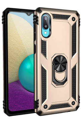 Newface Samsung Galaxy A02 Kılıf Sofya Yüzüklü Silikon Kapak - Gold resmi