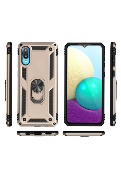 Newface Samsung Galaxy A02 Kılıf Sofya Yüzüklü Silikon Kapak - Gold resmi